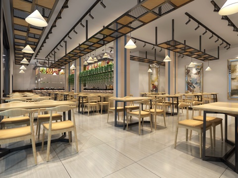  北欧快餐厅现代北欧风格3d模型 