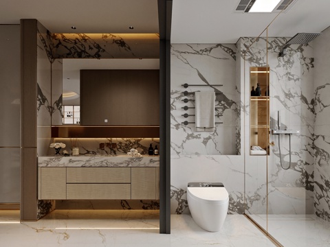  现代风格家居卫生间3d模型 