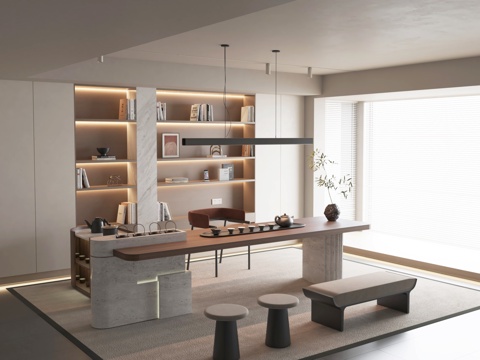 茶台/茶桌/高定茶台/轻奢茶台/茶空间家具3d模型