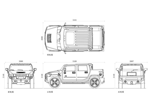 悍马H2 悍马H2越野车 悍马H2 SUV 悍马H2豪华越野cad施工图