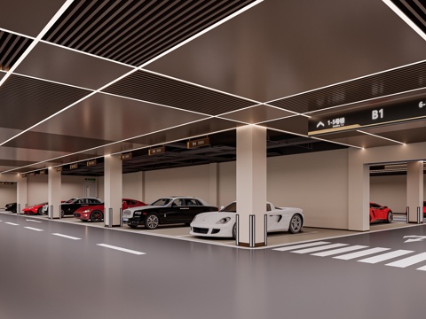 地下停车场3d模型 
