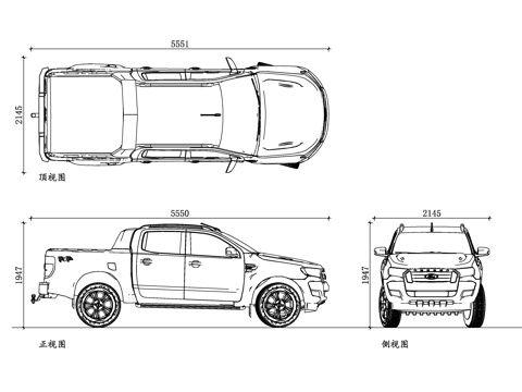 福特皮卡车 福特F-150 福特猛禽 福特Rangercad施工图