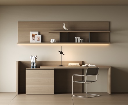 现代书桌柜组合su模型