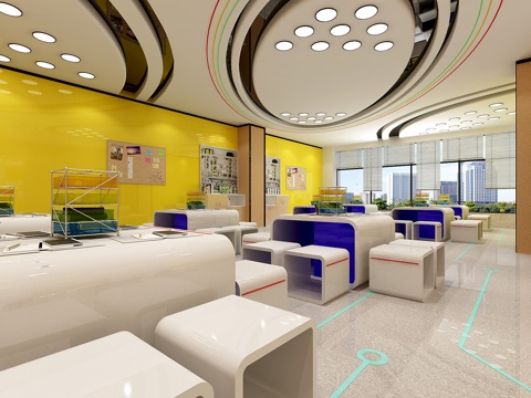  现代学校机器人教室3d模型 