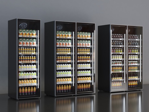 饮料柜 冷饮柜  啤酒饮料矿泉水 冷藏柜 保鲜柜 冰柜 冷柜su模型