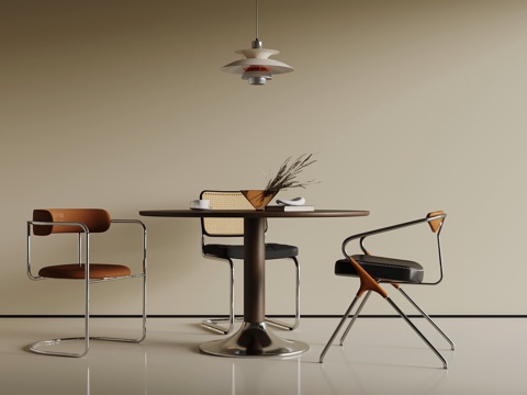 中古风餐桌椅 洽谈桌椅su模型