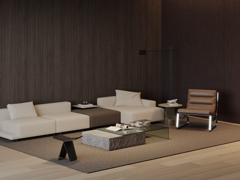  现代沙发茶几组合3d模型 