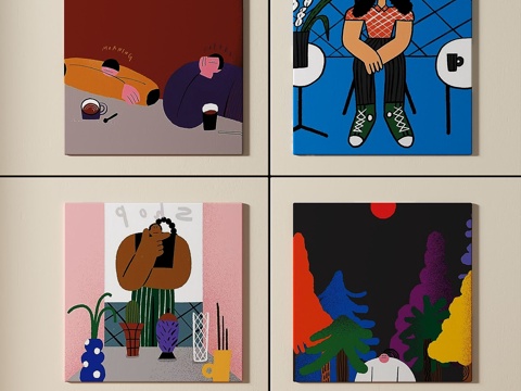 现代，简约，抽象，装饰画免费3d模型