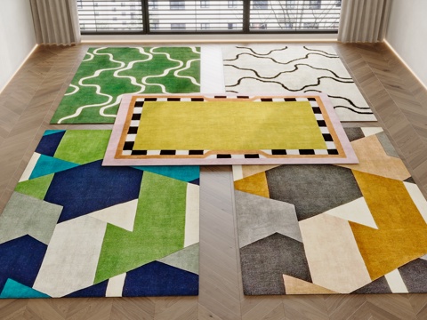 现代中古风地毯su模型