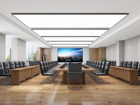  新中式会议室3d模型 