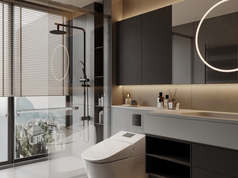 现代意式卫生间 浴室柜su模型