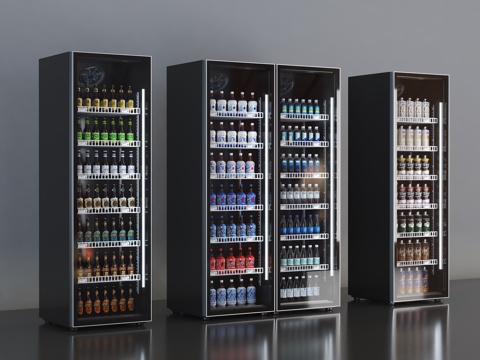 饮料柜 冷饮柜 啤酒饮料矿泉水 冷藏柜 保鲜柜 冰柜 冷柜su模型