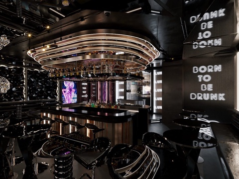  现代酒吧 商业空间酒吧 夜店娱乐场所 酒架陈列3d模型 