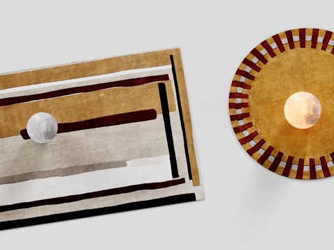 现代中古风地毯su模型