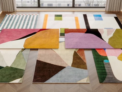 现代中古风地毯su模型