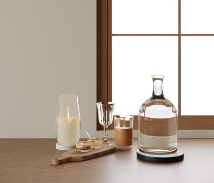 现代玻璃杯摆件su模型