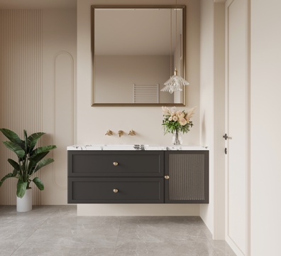 法式复古风浴室柜 洗手台su模型