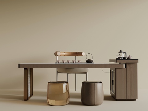  现代茶台 茶桌椅3d模型 