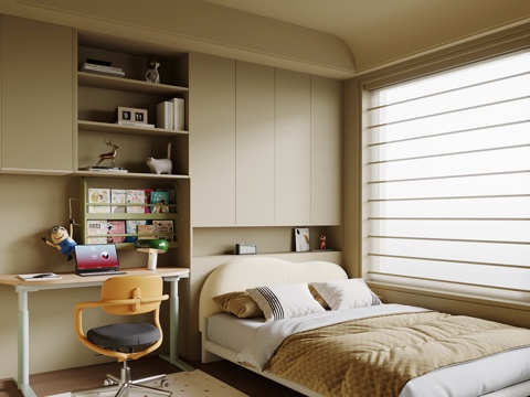 中古风榻榻米卧室 儿童房su模型