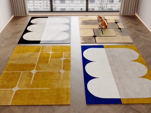 现代中古风地毯su模型