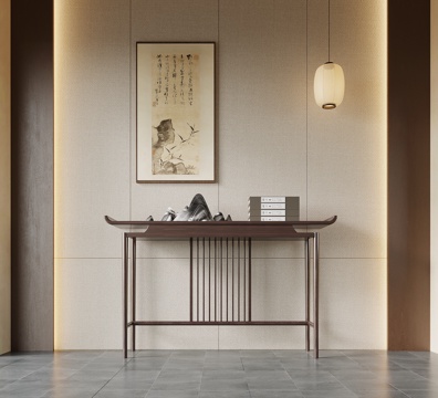 新中式玄关柜 端景柜su模型