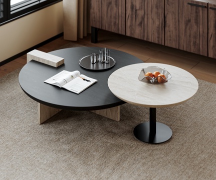 中古茶几组合 子母茶几 大理石茶几 木茶几 圆茶几 饰品摆su模型