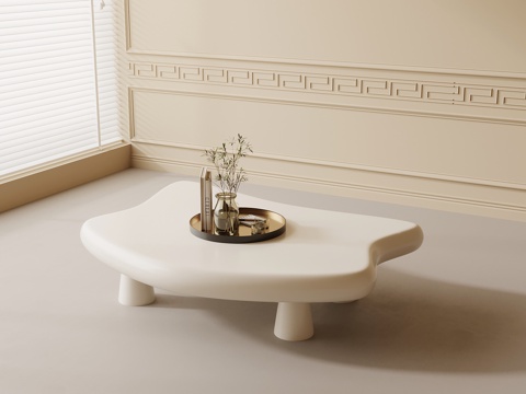  现代奶油风茶几 异形茶几3d模型 