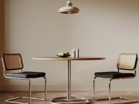 中古风餐桌椅 洽谈桌椅su模型