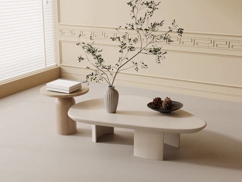  现代奶油风茶几 子母几3d模型 