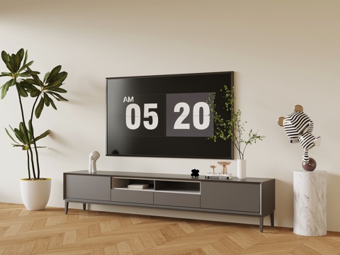 现代电视柜 矮柜 电视su模型