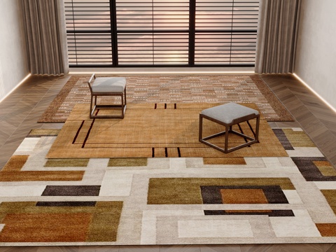 现代中古风地毯su模型