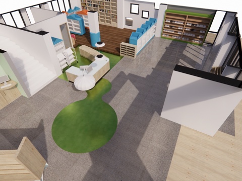 走廊 办事大厅 停车场 政府机构 休息站su模型