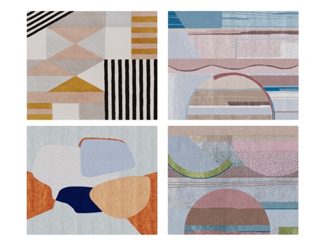 现代简约地毯 方形地毯 包豪斯地毯 客厅地毯 彩色地毯su模型