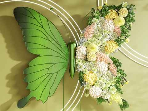  美陈 艺术装置 花艺装置 蝴蝶 摆件3d模型 