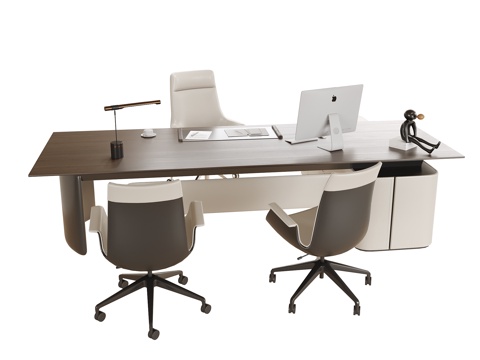 现代办公桌椅 班台桌椅 办公椅su模型