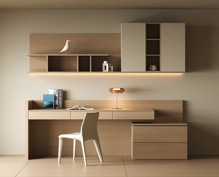 现代书桌柜组合su模型