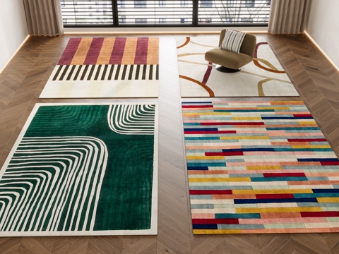 现代中古风地毯su模型