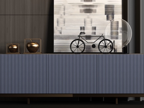  现代皮革电视柜饰品组合3d模型 