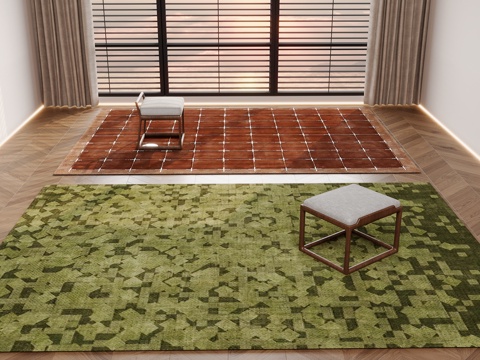 现代中古风地毯su模型