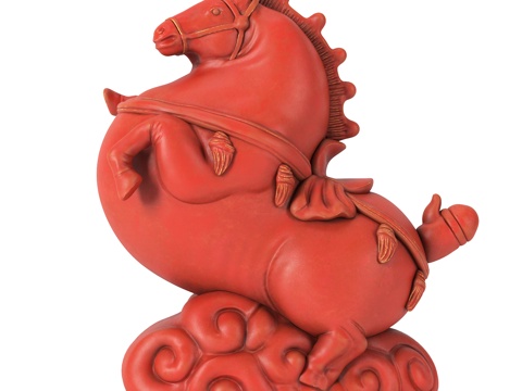  现代新中式风格马雕塑摆件3d模型 