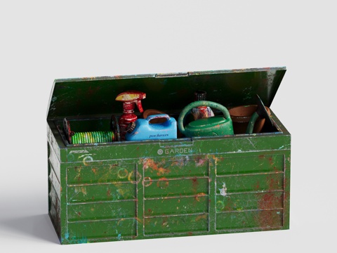  现代庭院花园 设备间 储物间工具 库房花园家用工具组合3d模型 