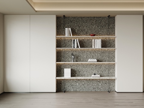 现代意式书柜 书架su模型