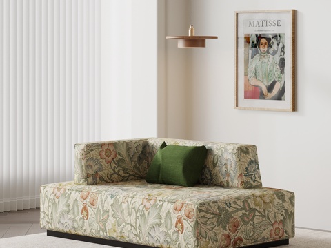 法式奶油风单人沙发su模型