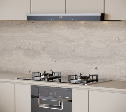 现代灶台 燃气灶 油烟机su模型