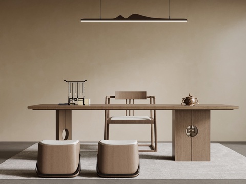  新中式茶台 茶桌椅3d模型 