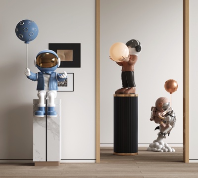 现代卡通雕塑 创意雕塑 太空人雕塑su模型