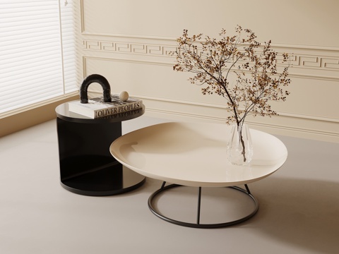  现代奶油风茶几 子母几3d模型 