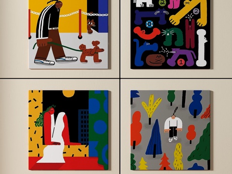 现代，简约，抽象，装饰画免费3d模型