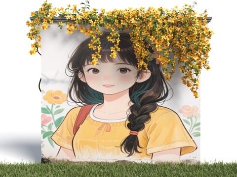 网红打卡墙 少女墙绘 美陈花朵围墙 植物花卉 藤爬植物 花朵su模型