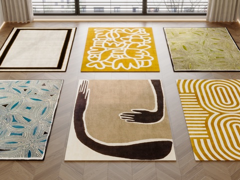 现代中古风地毯su模型